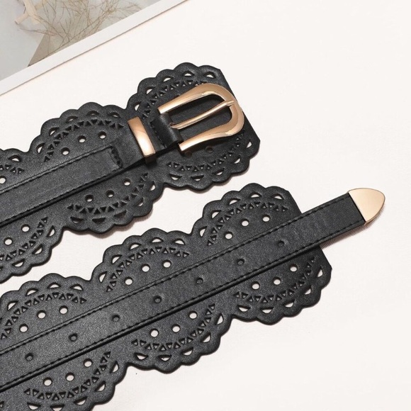 thick black belt for dress Wide Leather Waist Belt main image 1